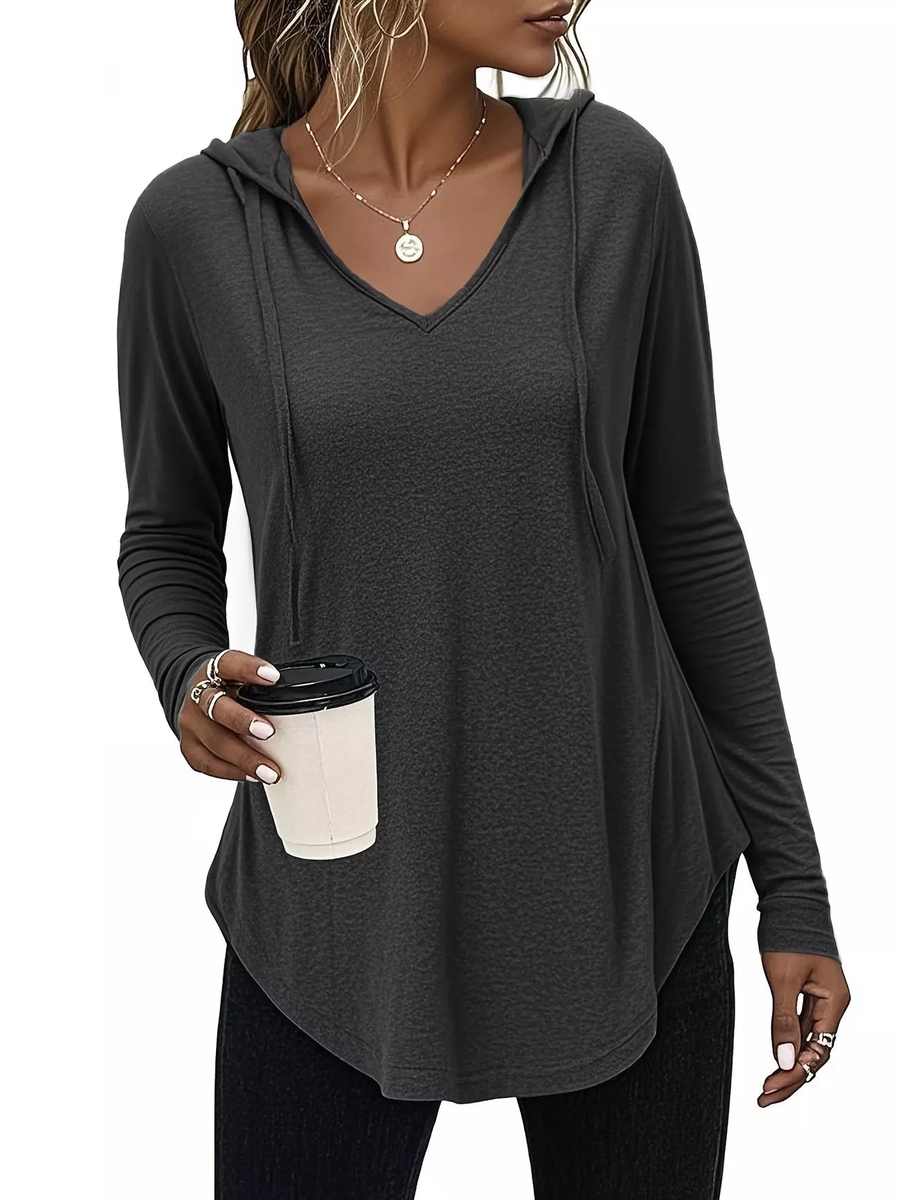 Trendsi Full Size Drawstring Long Sleeve Hooded Top Plus Size -