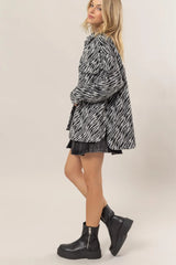 Trendsi HYFVE Zebra Print Snap Down Long Sleeve Shacket -