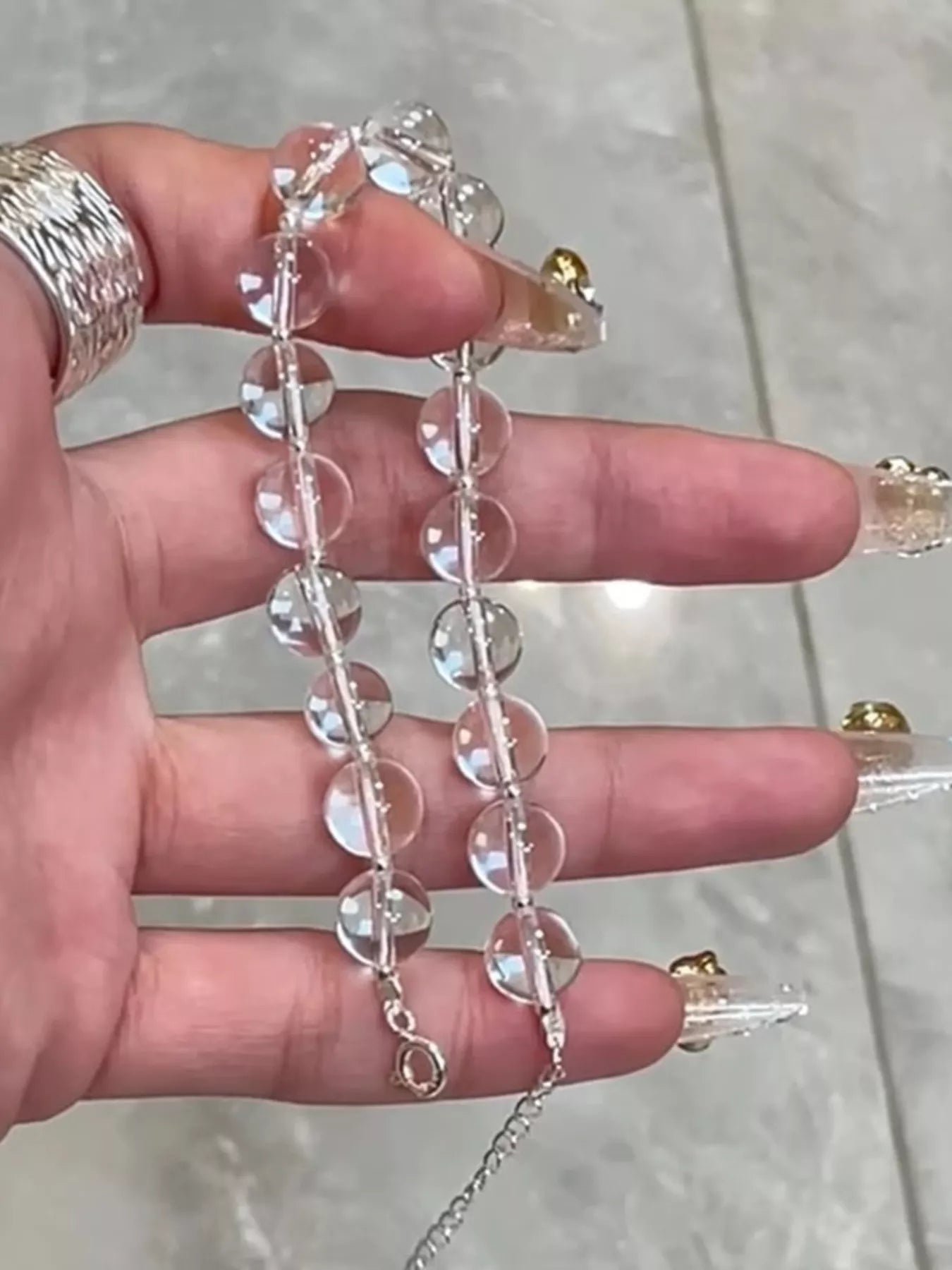 Trendsi 925 Sterling Silver Crystal Bead Bracelet -