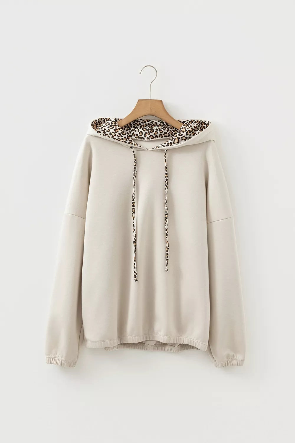 Trendsi Leopard Print Lined Hoodie with Drawstring -