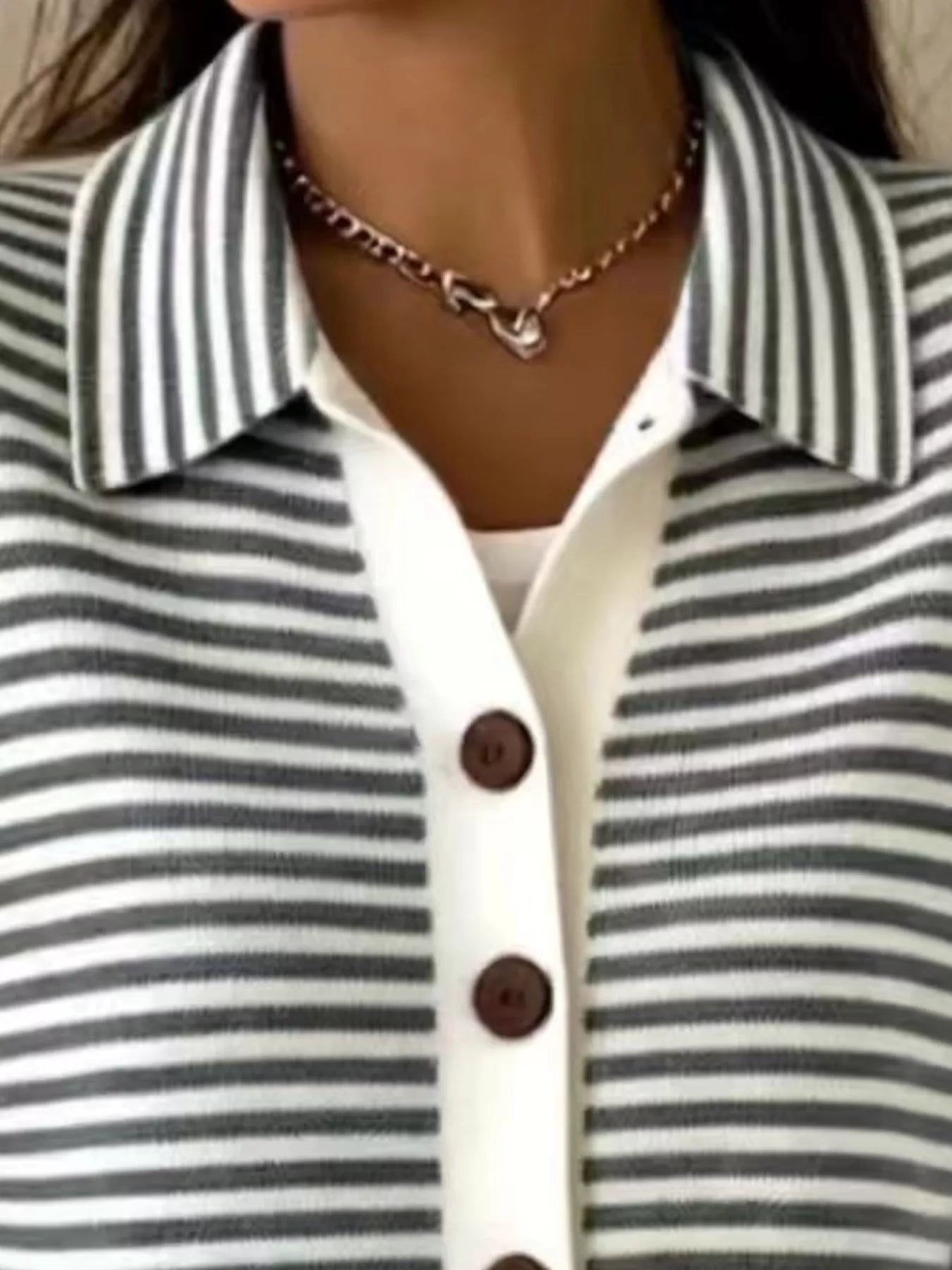 Trendsi Full Size Striped Button-Down Knit Cardigan Plus Size -