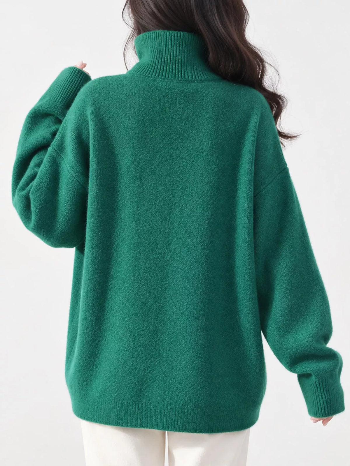 Turtleneck sweater, green back