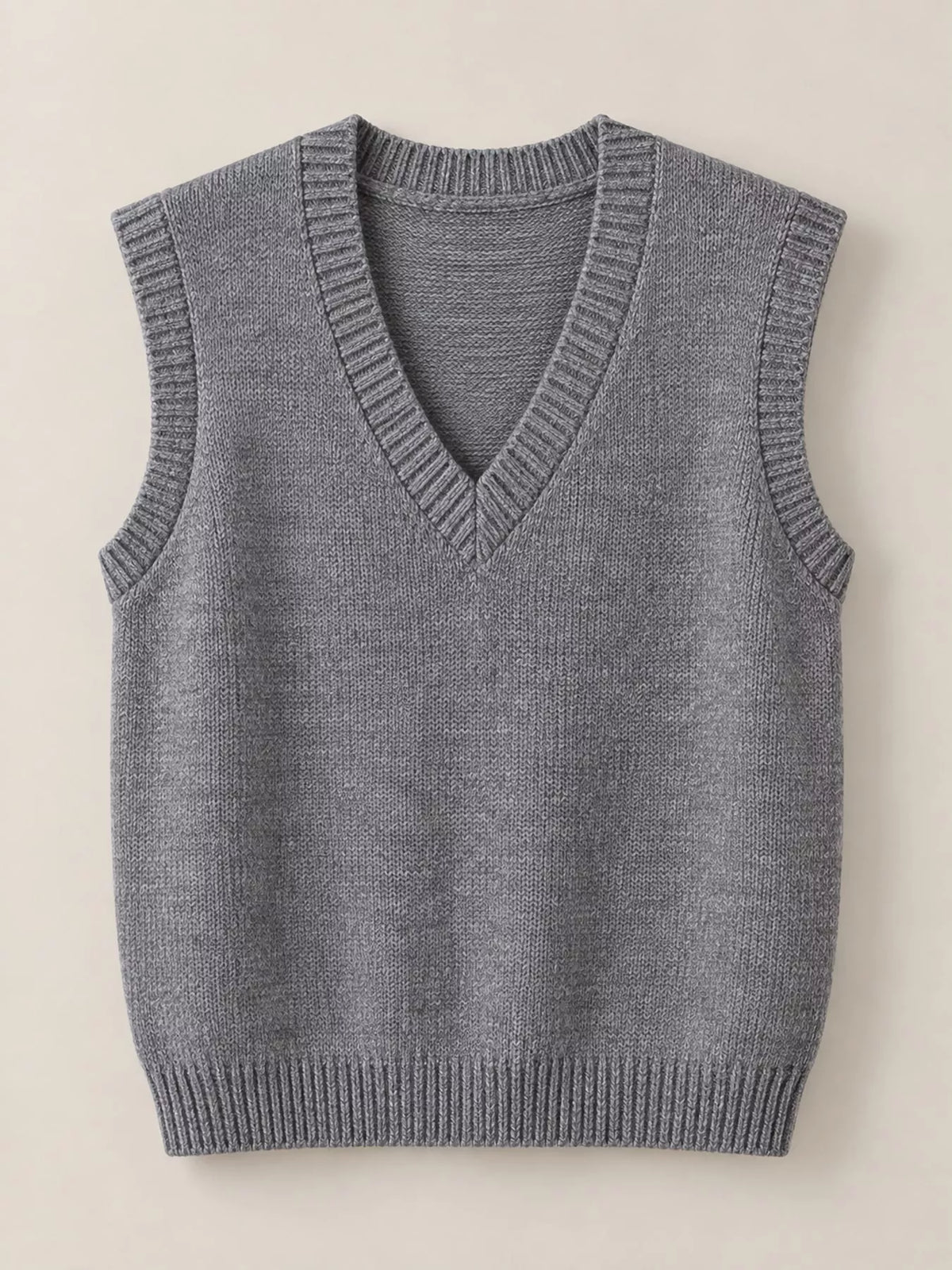 Gray v-neck knit sweater vest