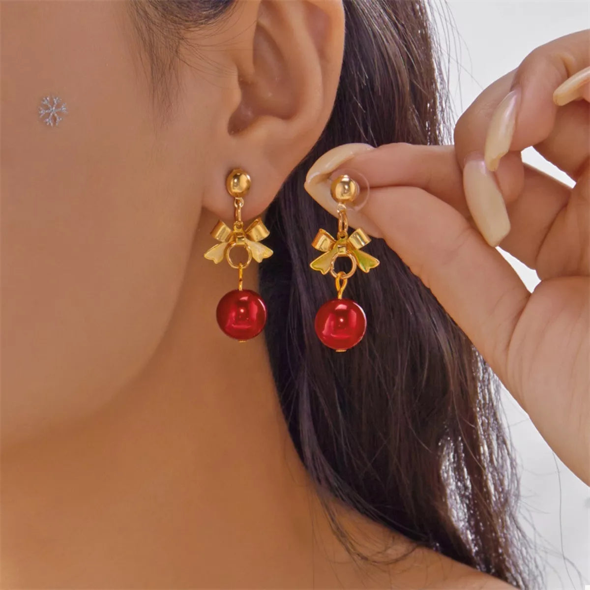 Trendsi Christmas 18K Gold-Plated Ball Drop Earrings -