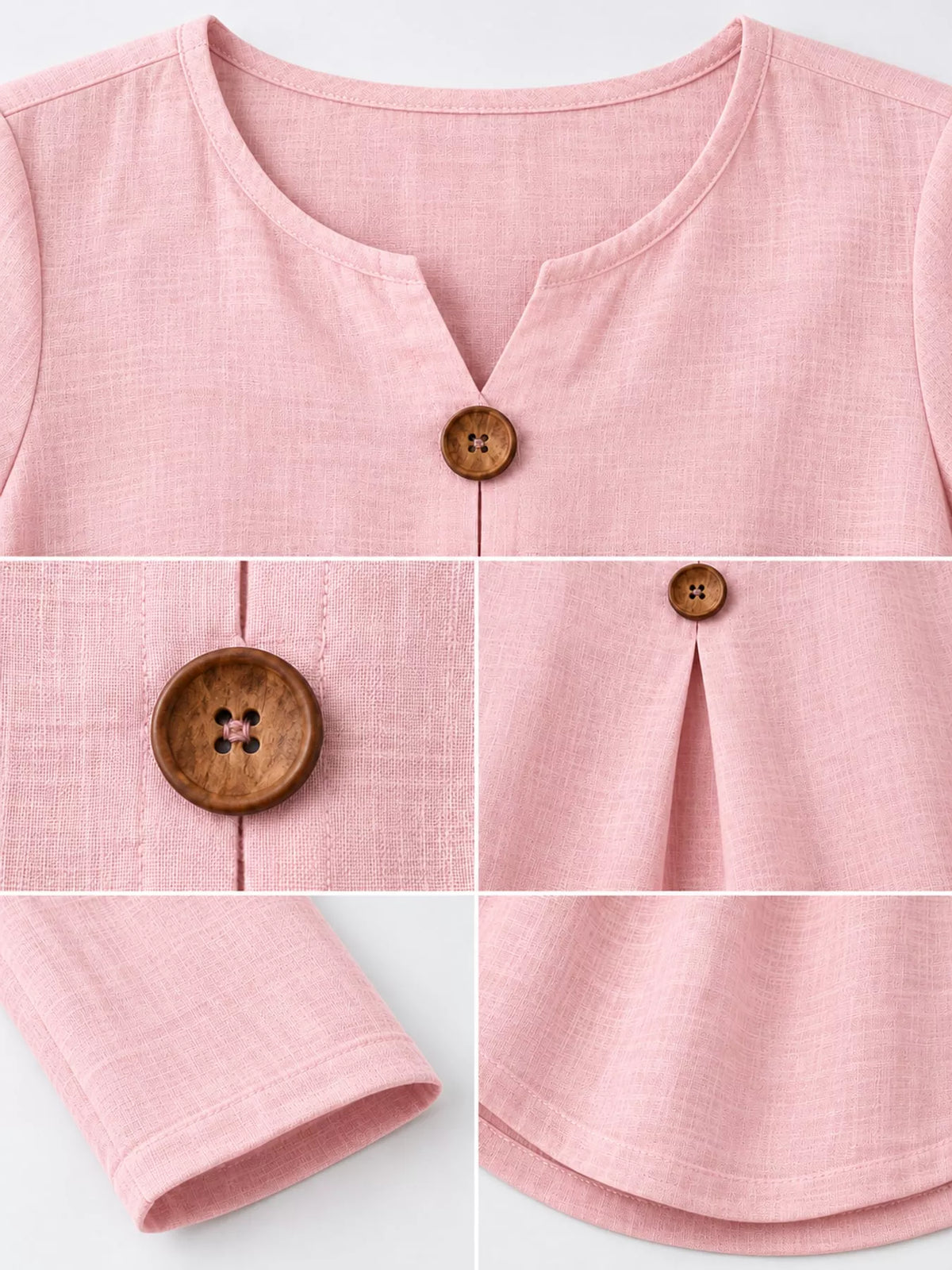 Pink long sleeve decorative button blouse