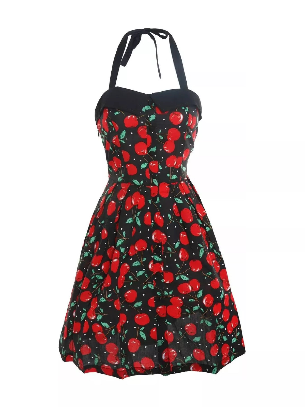 Halter neck sleeveless knee dress, product view
