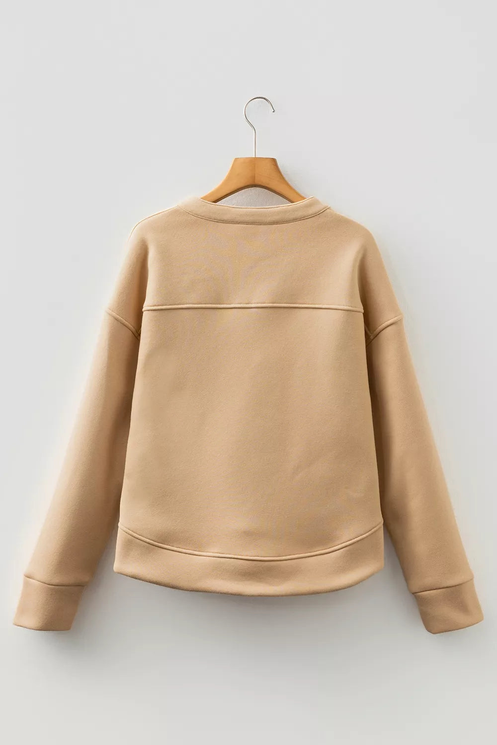 Trendsi Eyelet Button Placket Dropped Shoulder Sweatshirt -