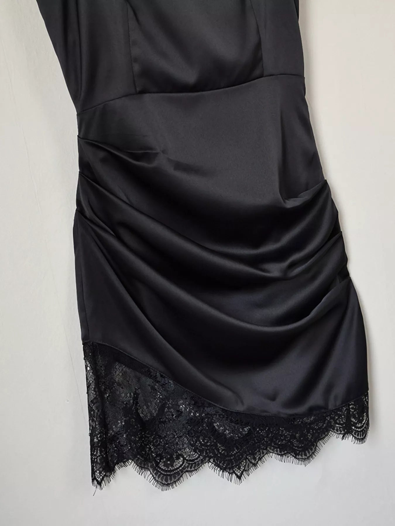 Trendsi Satin Mini Dress with Lace Detachable Cape -