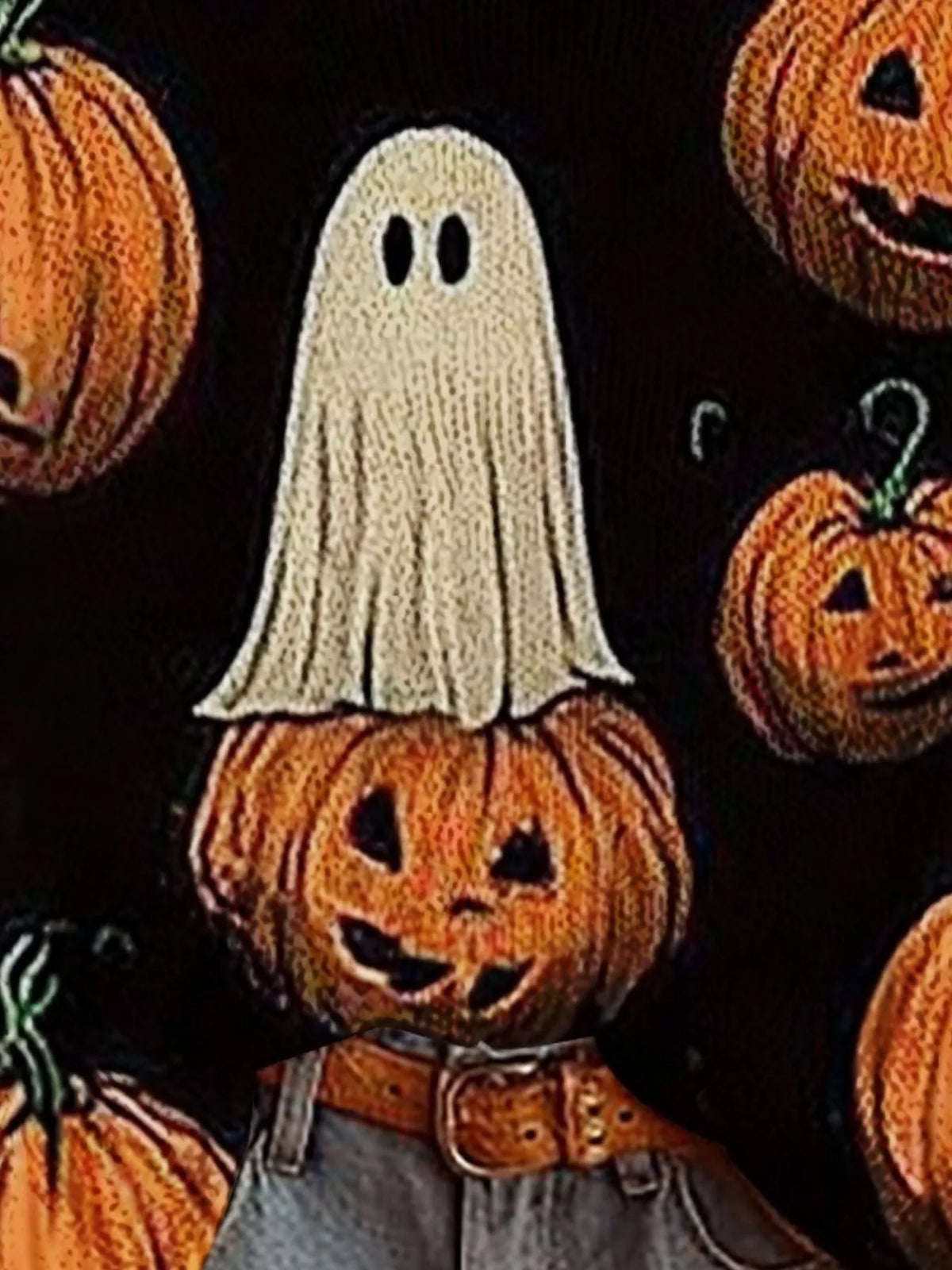 Halloween-graphic boat-neck sweater