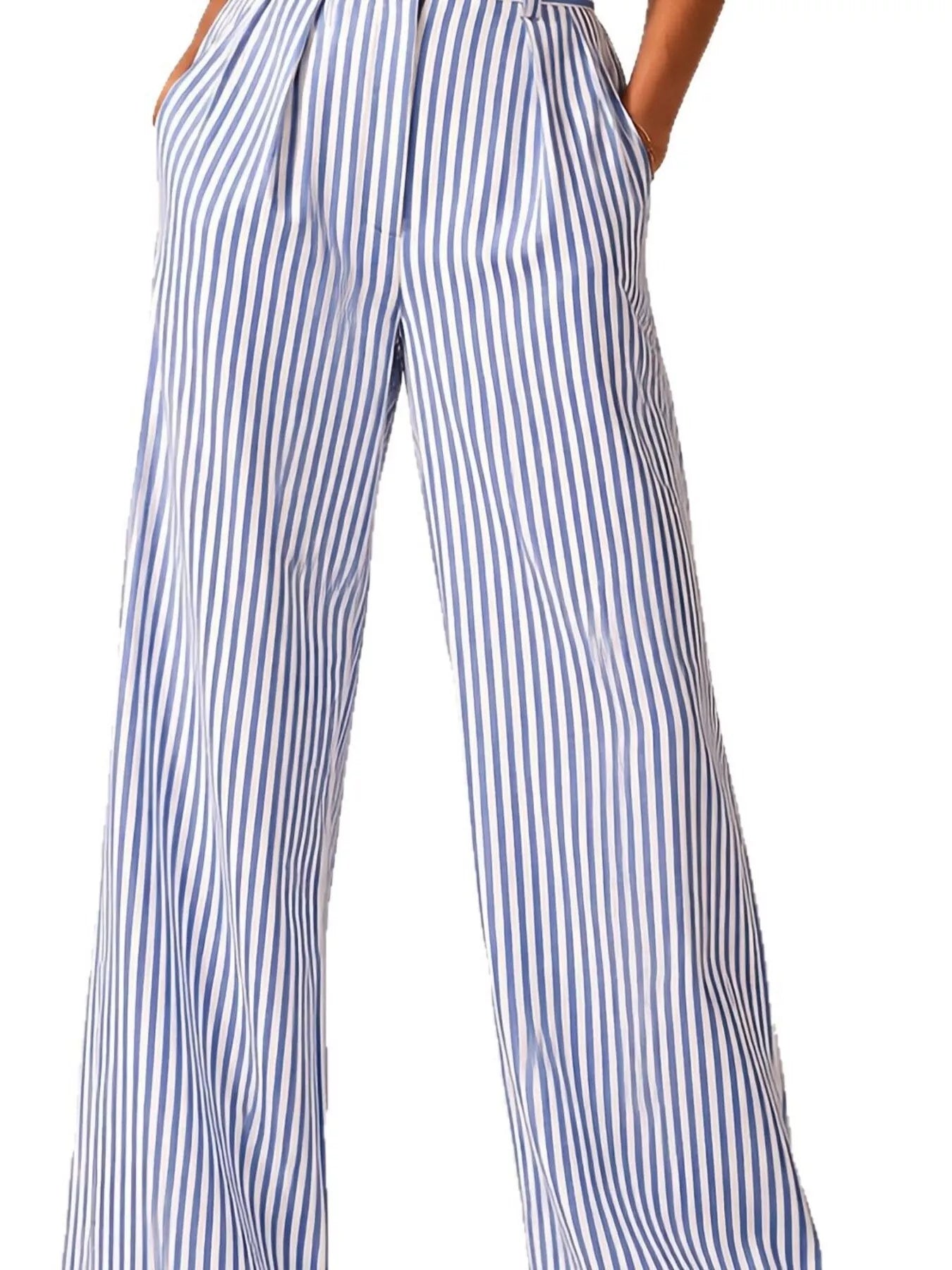Trendsi High-Waisted Wide-Leg Striped Pants -