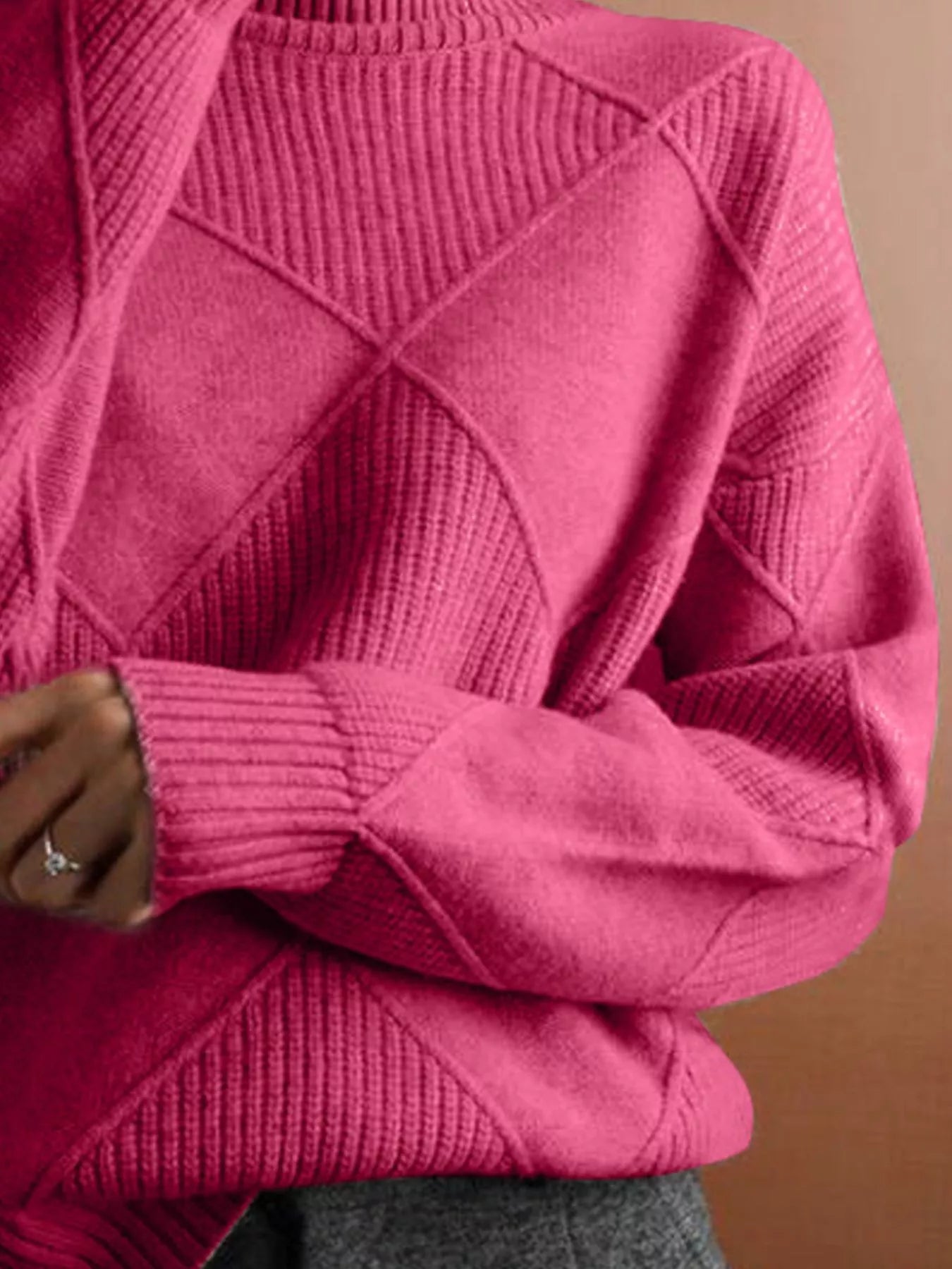 Trendsi Argyle Pattern Turtleneck Sweater -