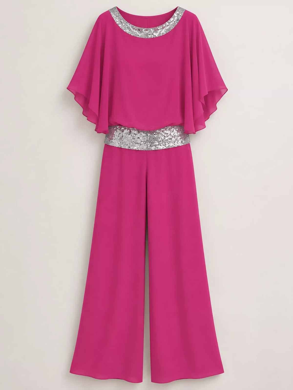 Chiffon Top and Wide-Leg Pants Set — garment front