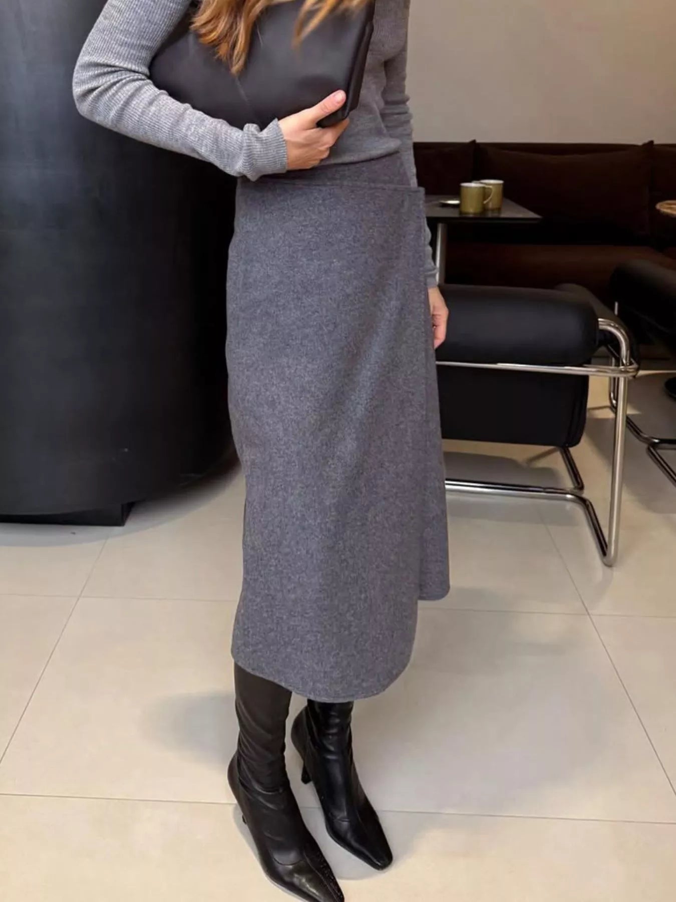 Trendsi High-Waisted Wrap Midi Skirt -
