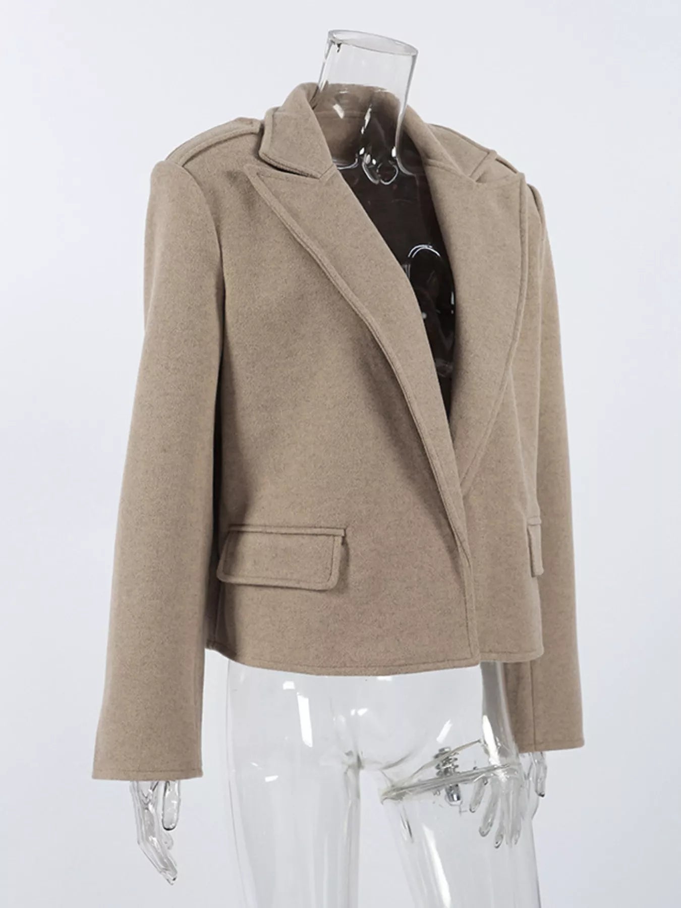 Trendsi Lapel Collar Cropped Outerwear -