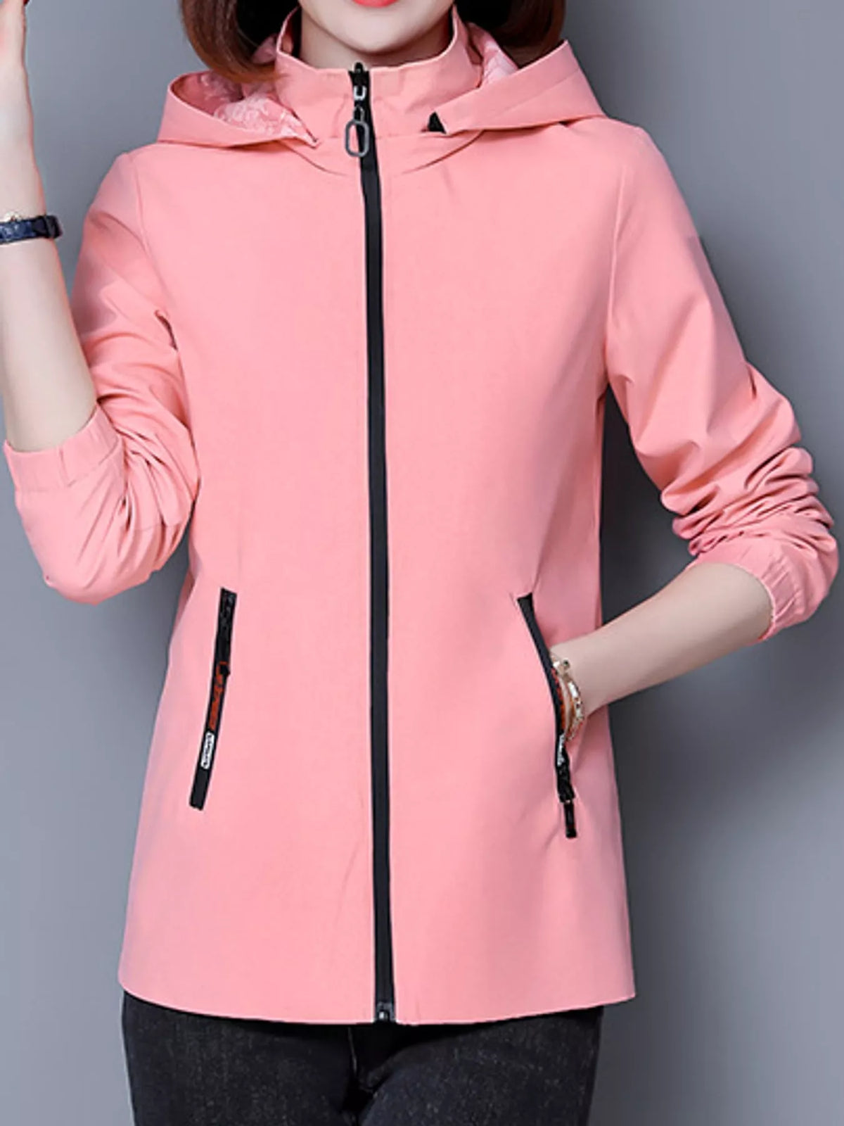 Zip-Up Hooded Jacket — front view