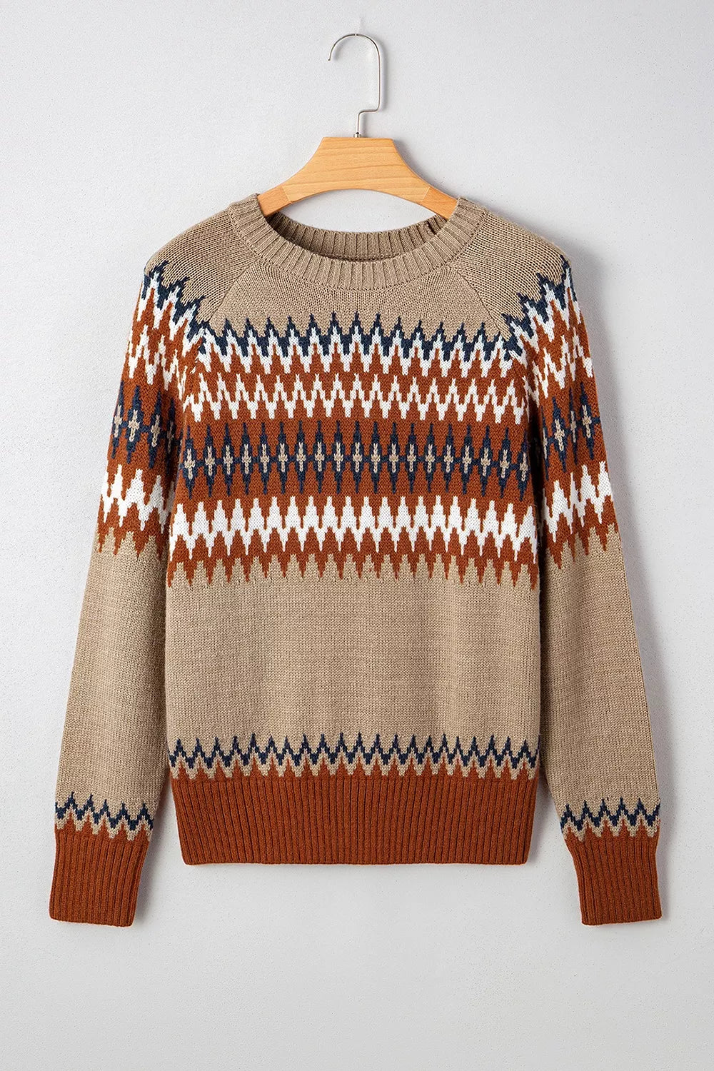 Trendsi Geometric Pattern Long Sleeve Sweater -