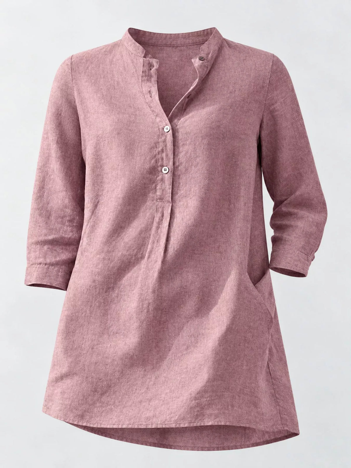 Button 3/4 Sleeve Blouse in pink, front view
