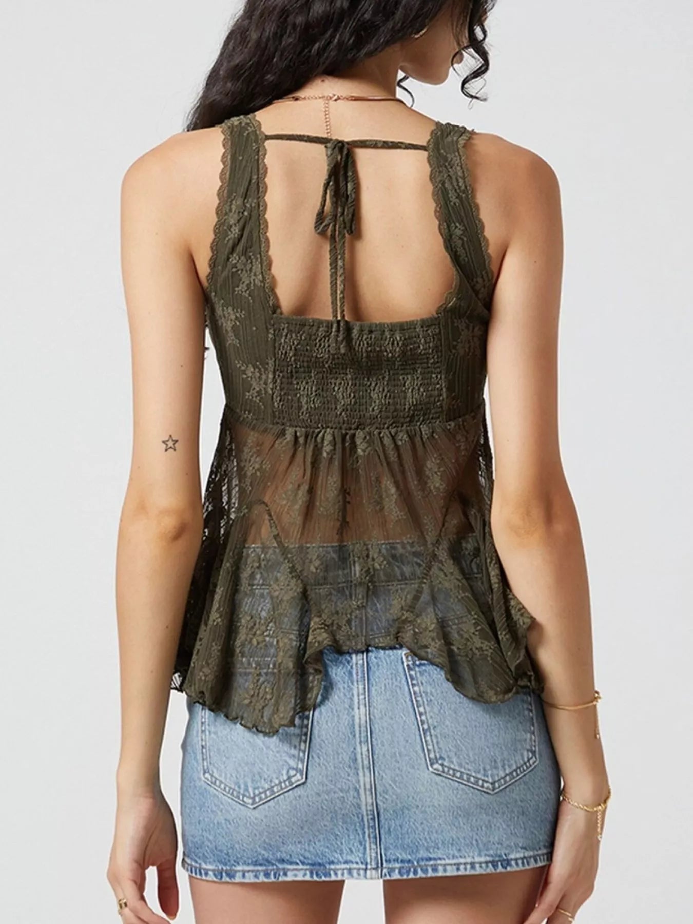 Trendsi Lace V-Neck Tank -