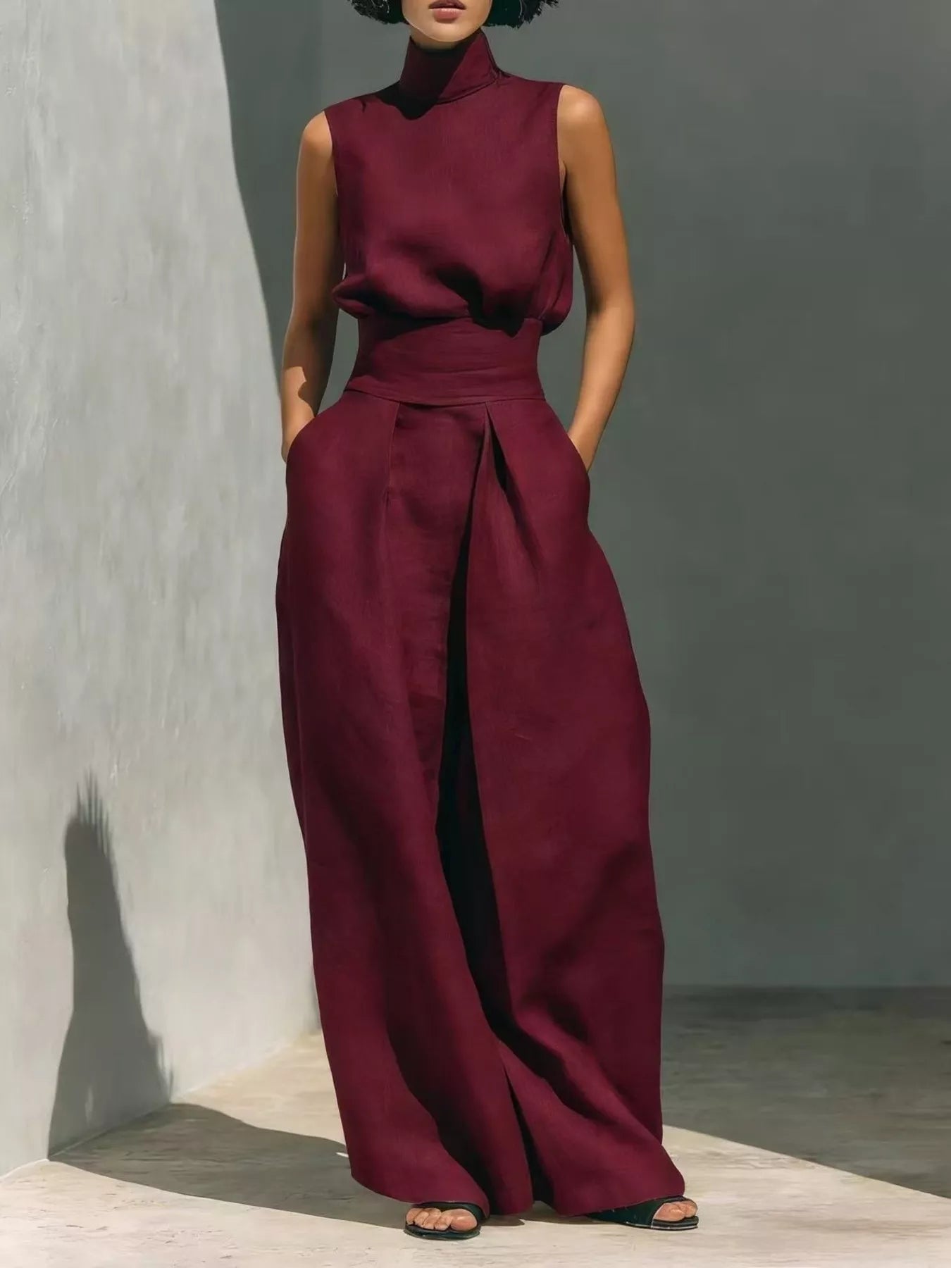 Trendsi Full Size Sleeveless Wide-Leg Jumpsuit with Smocked Waist Plus Size -