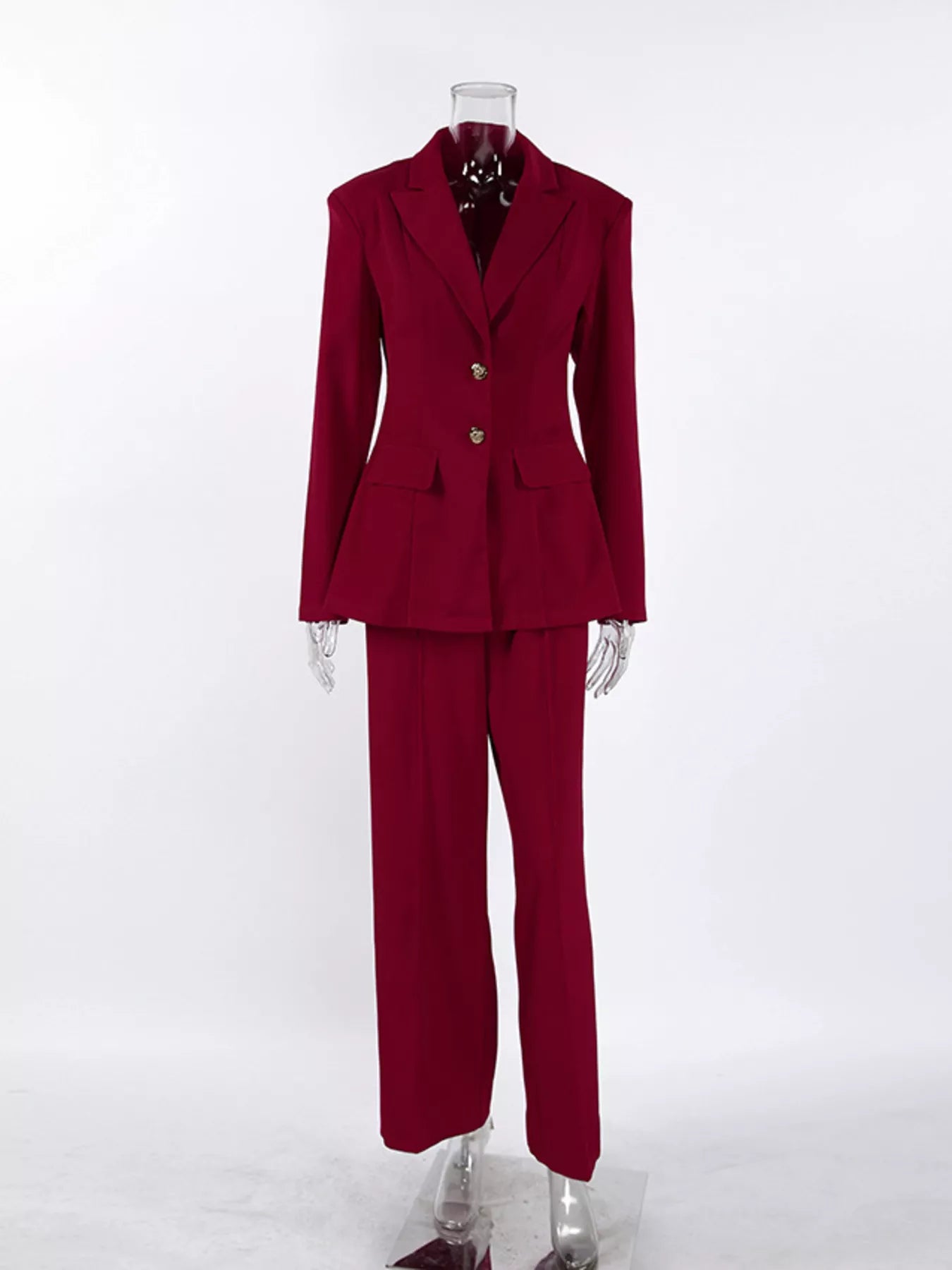 Trendsi Single-Breasted Blazer and Wide-Leg Pants Set - Outerwear