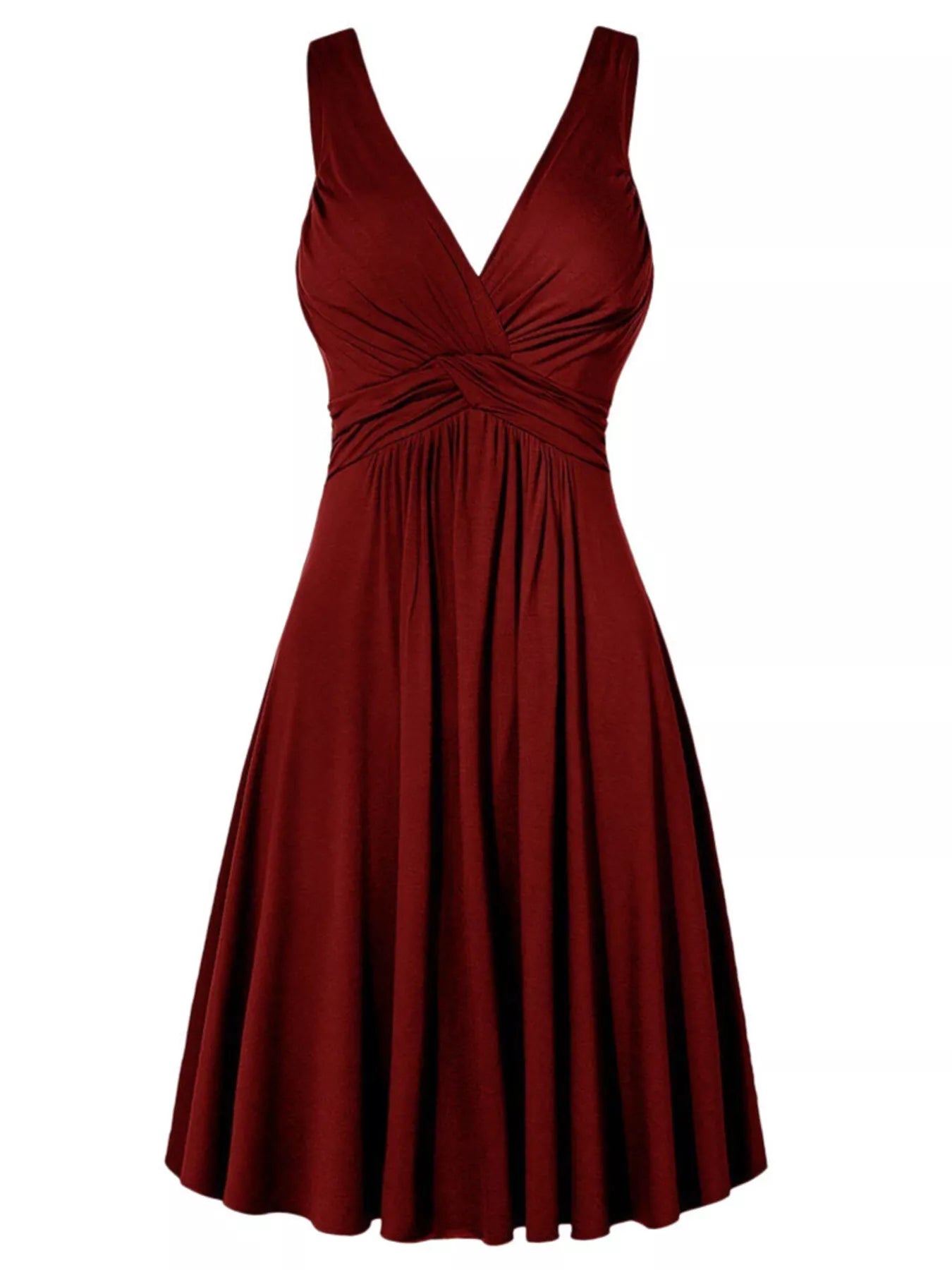 Trendsi Full Size Twisted Sleeveless Ruched Waist A-Line Dress Plus Size -