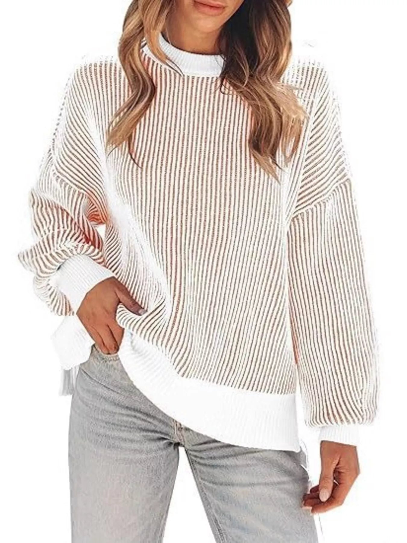Trendsi Stripe Dropped Shoulder Sweater -