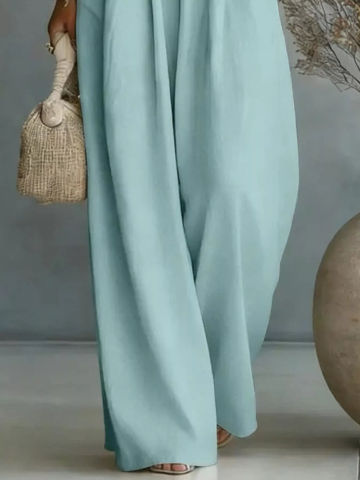 Trendsi Full Size Half Sleeve Wide-Leg Jumpsuit Plus Size -