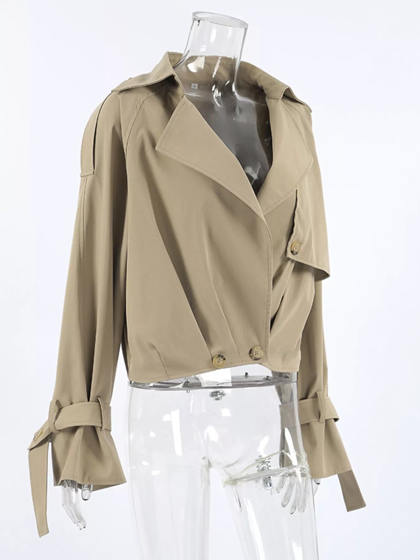 Trendsi Wide Lapel Cropped Trench Coat -