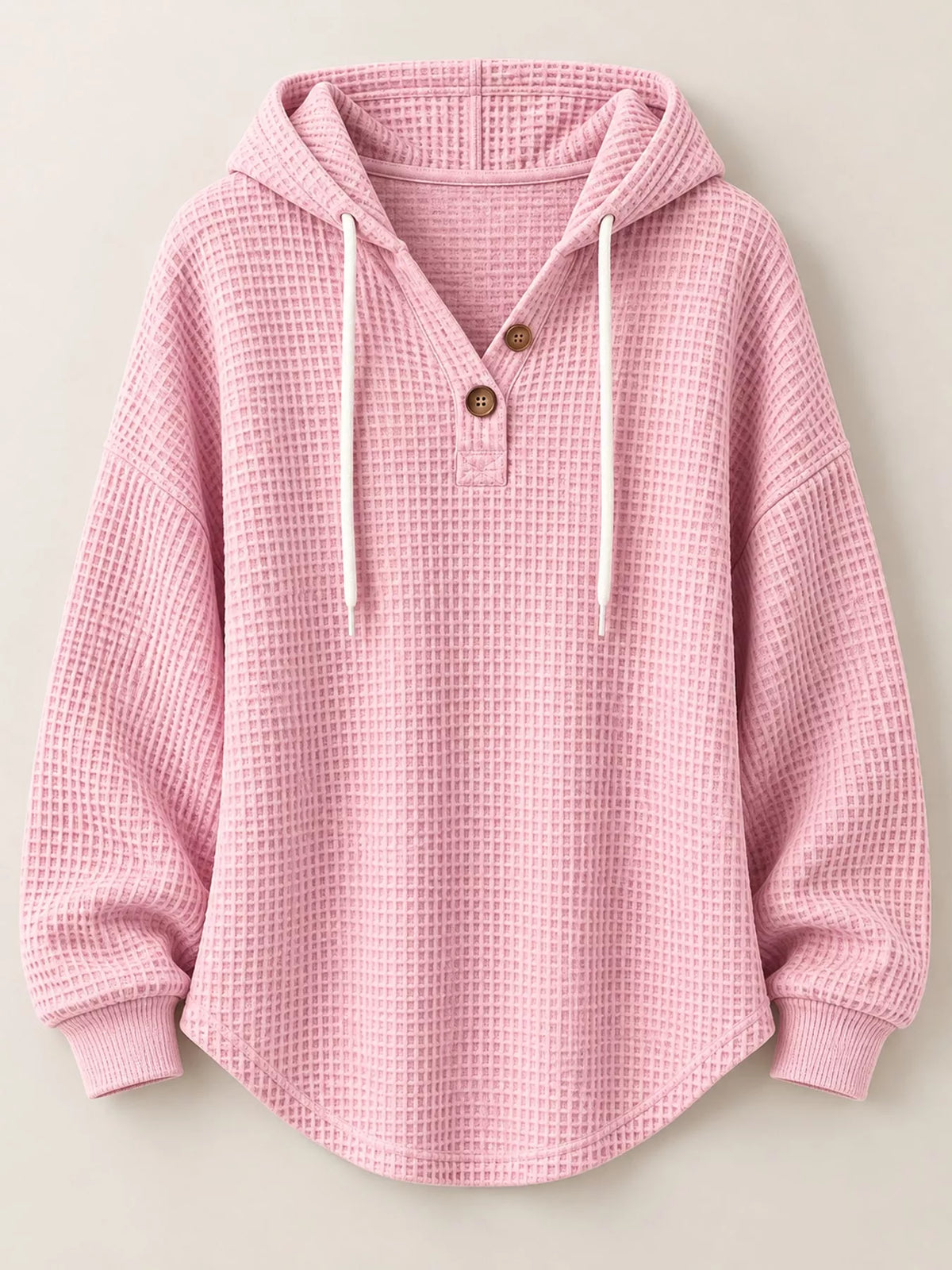 Waffle-knit hoodie, pink flat lay