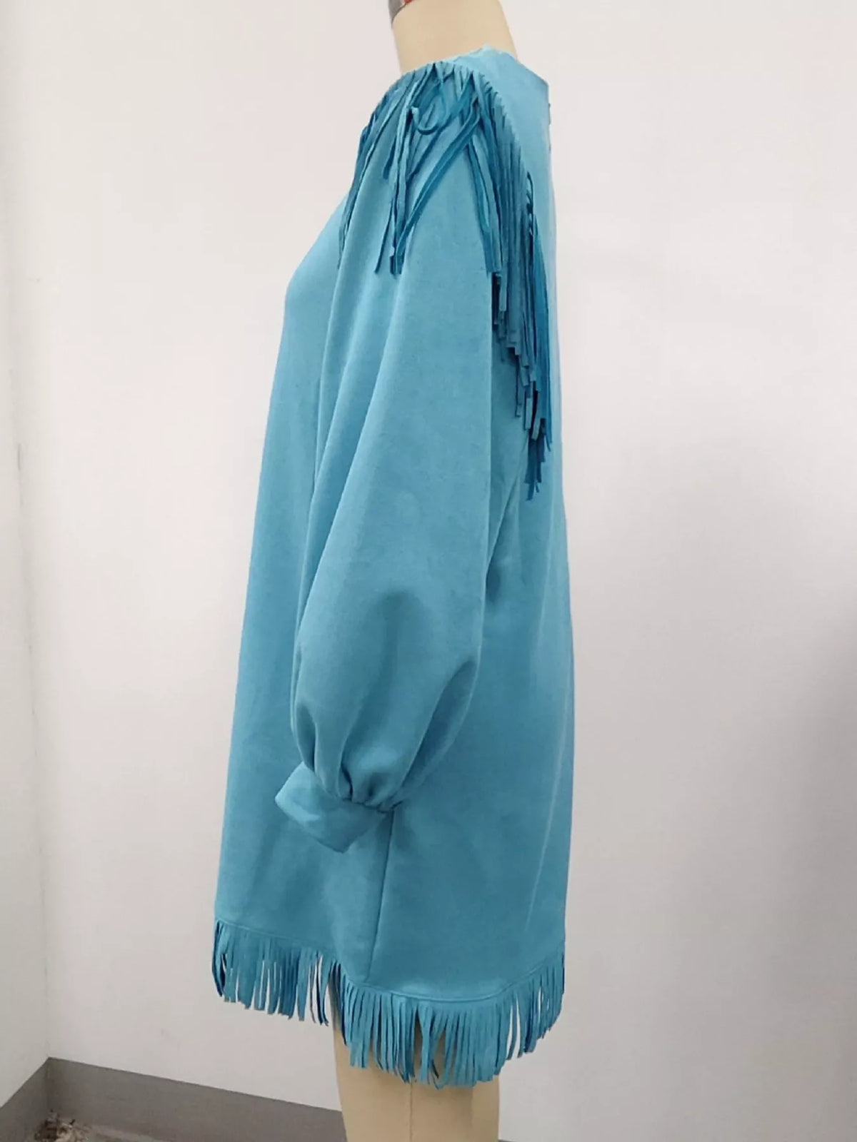 Round neck long sleeve mini dress, product view