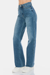 Trendsi Judy Blue Full Size Tummy Control Cut Raw Hem Straight Jeans -