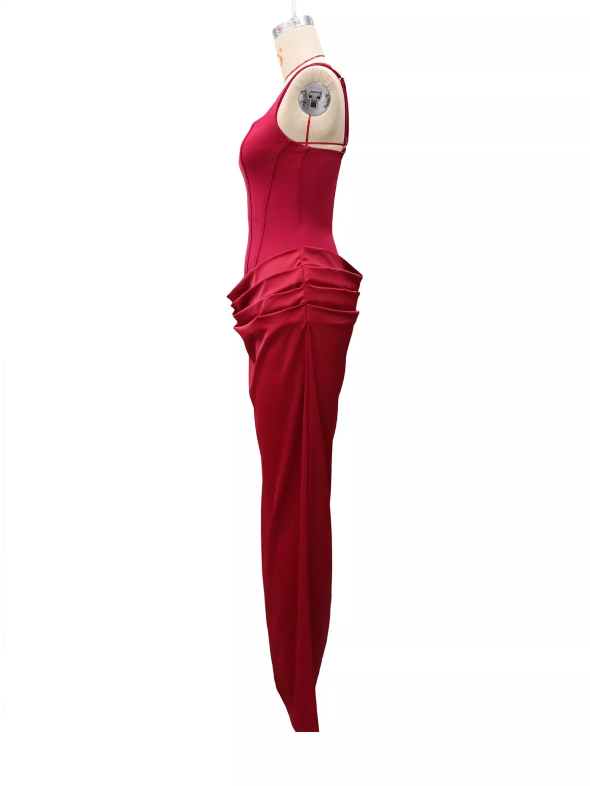 Square neck sleeveless maxi dress, side view