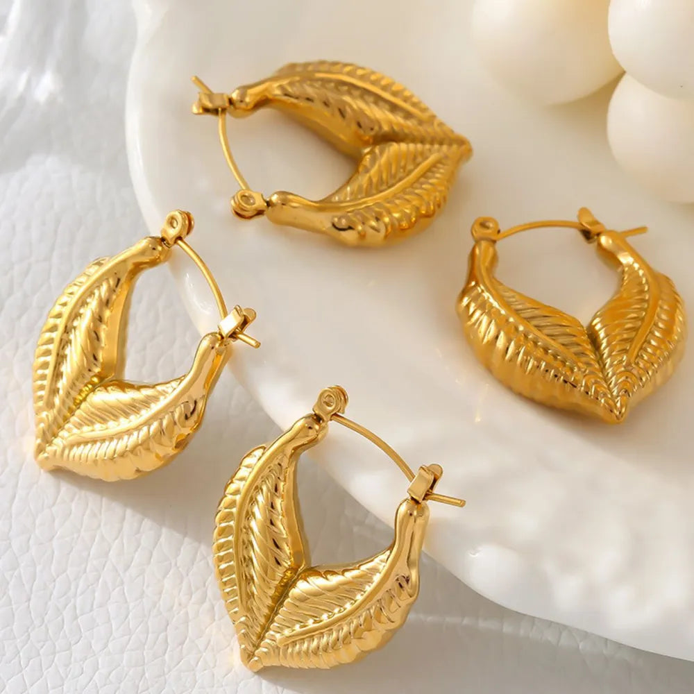 Trendsi Titanium Steel Leaf Shape Earrings -