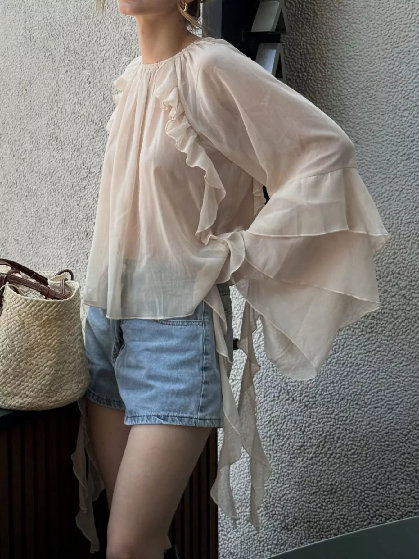 Trendsi Ruffled Flare Sleeve Blouse -