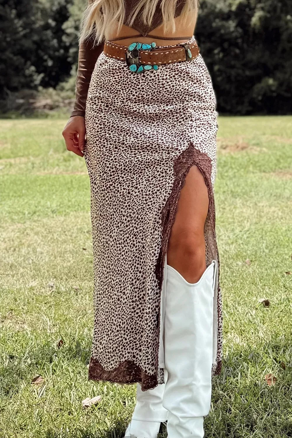 Trendsi Slit Animal Print Skirt -