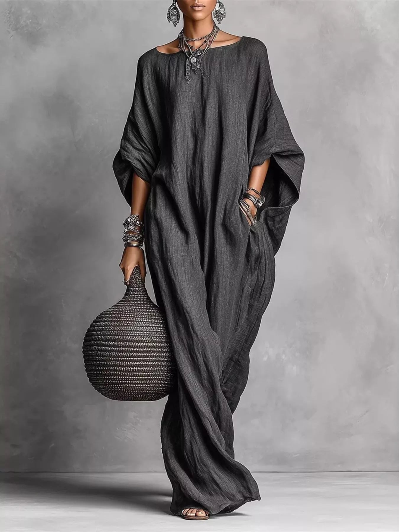Trendsi Loose Fit Boat Neck Maxi Dress - Dresses