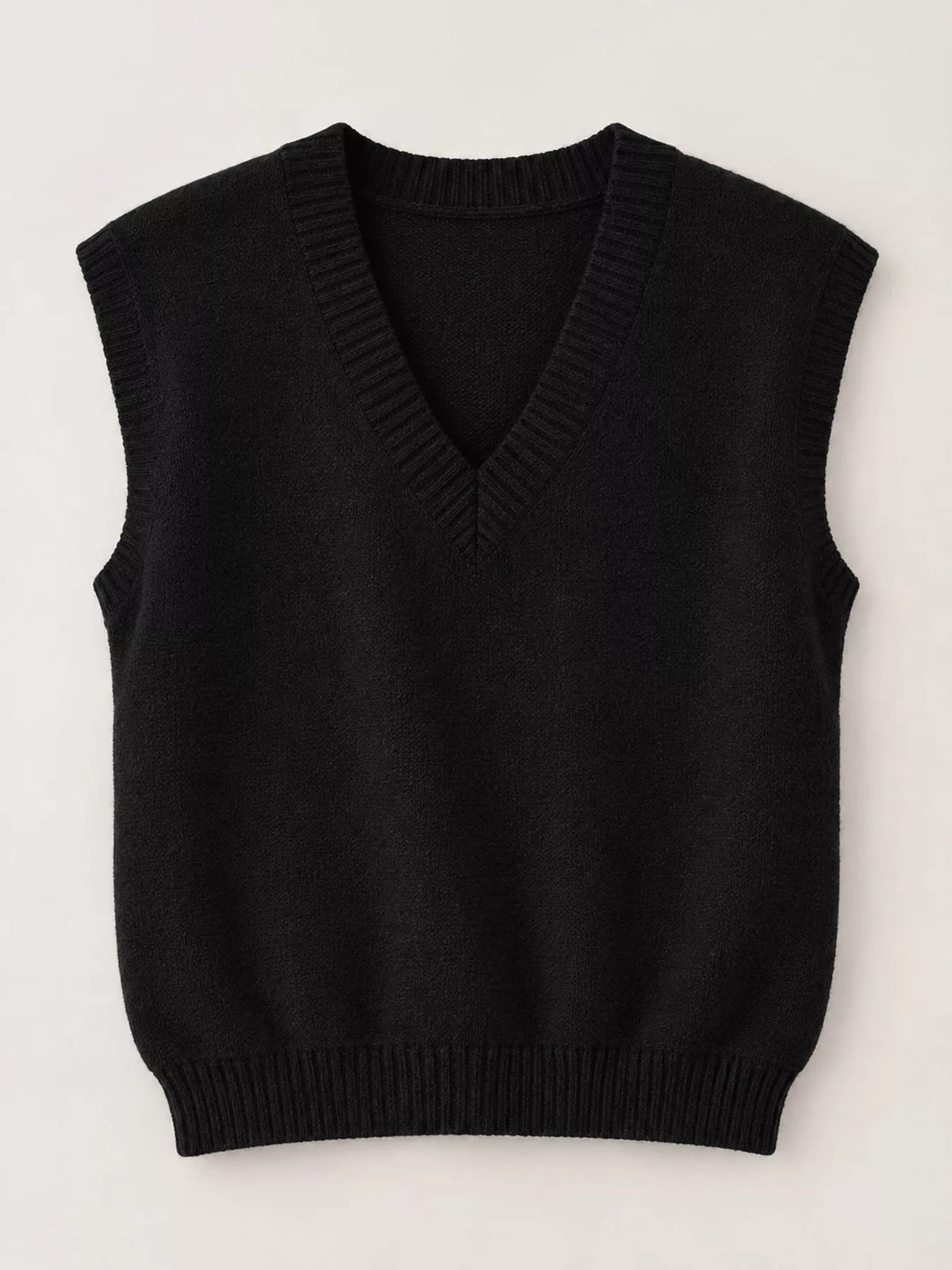 Black v-neck knit sweater vest