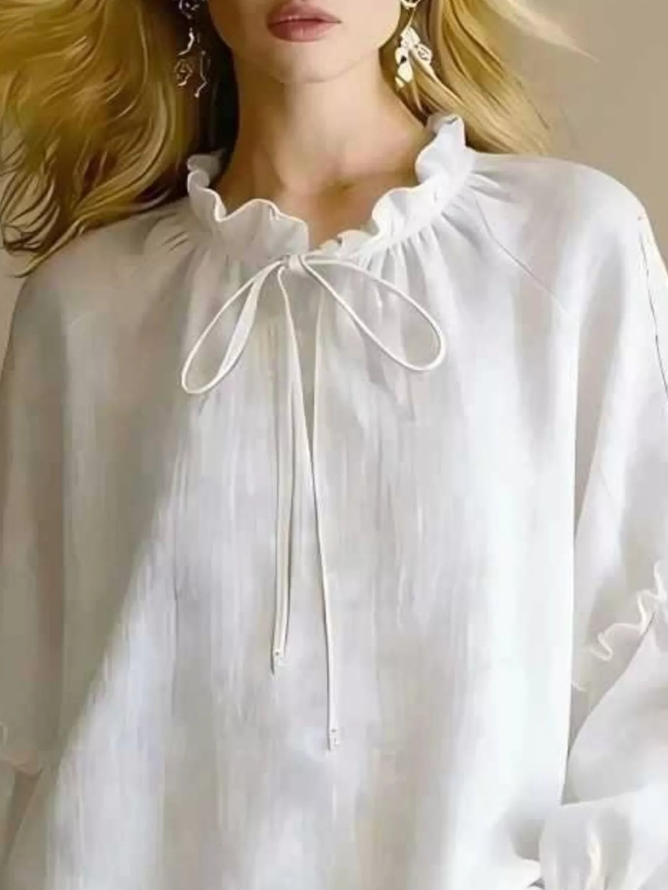 Trendsi Frill Balloon Sleeve Blouse -
