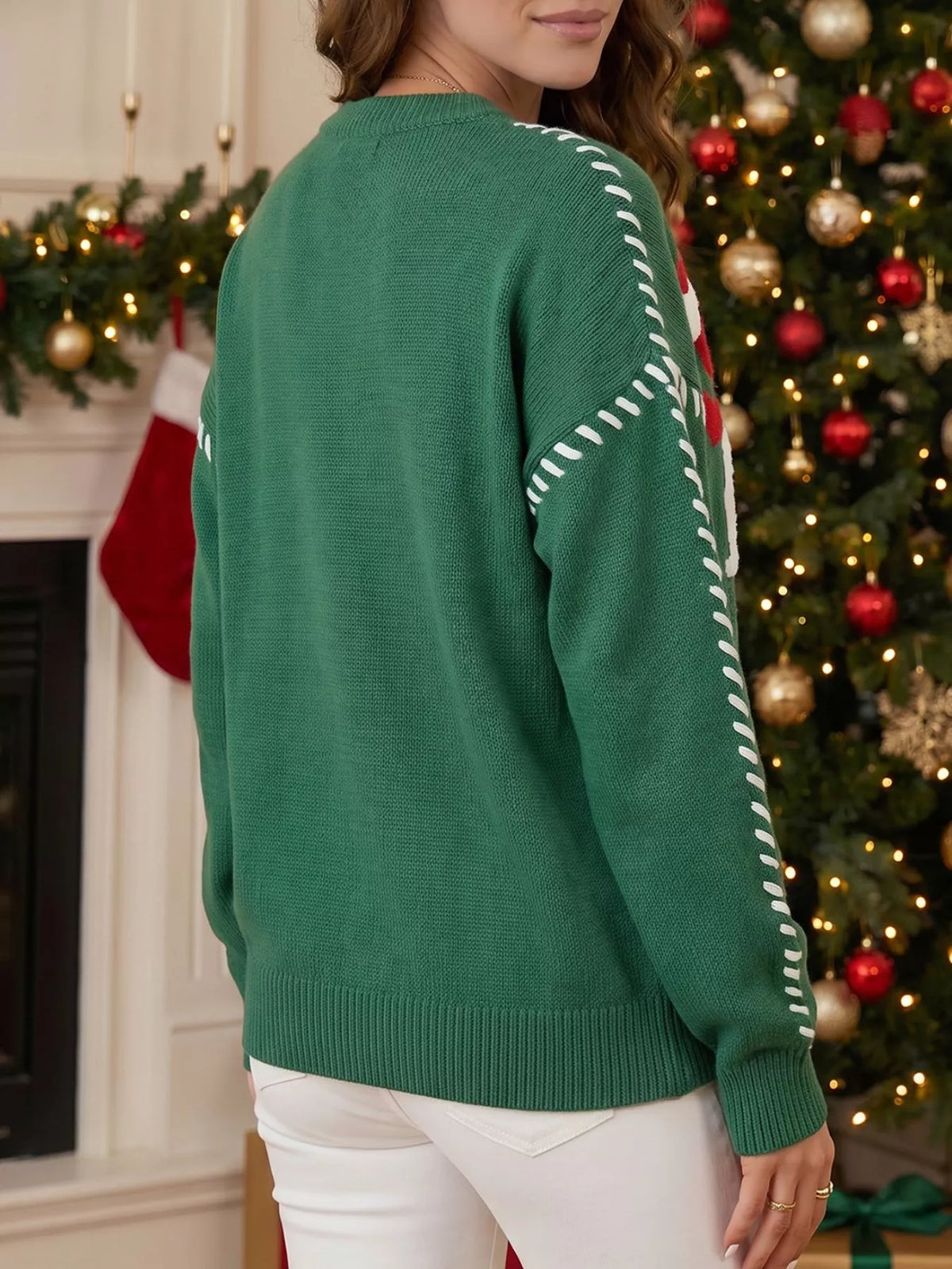 Santa Baby sweater, green side and back