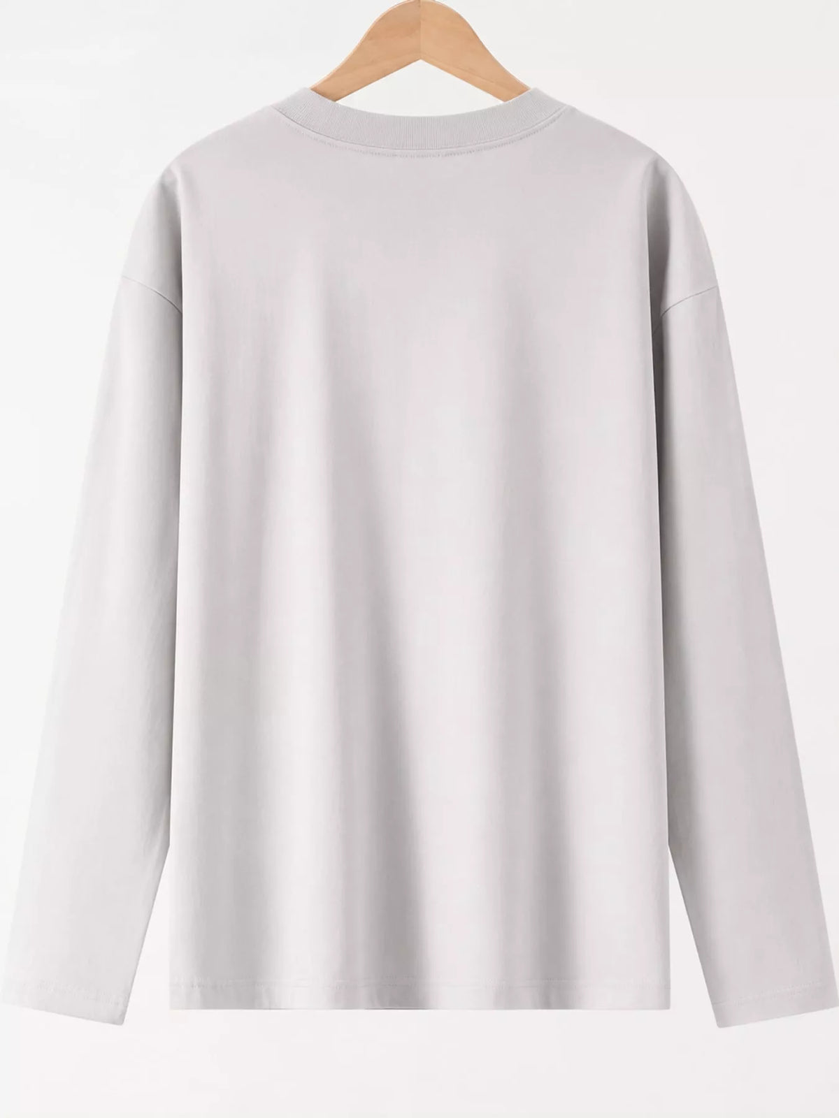 Solid Long-Sleeve Crew Neck T-Shirt — back view