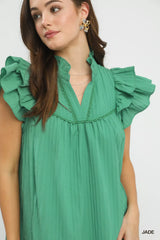 Trendsi Umgee Flutter Sleeve Tiered Dress -