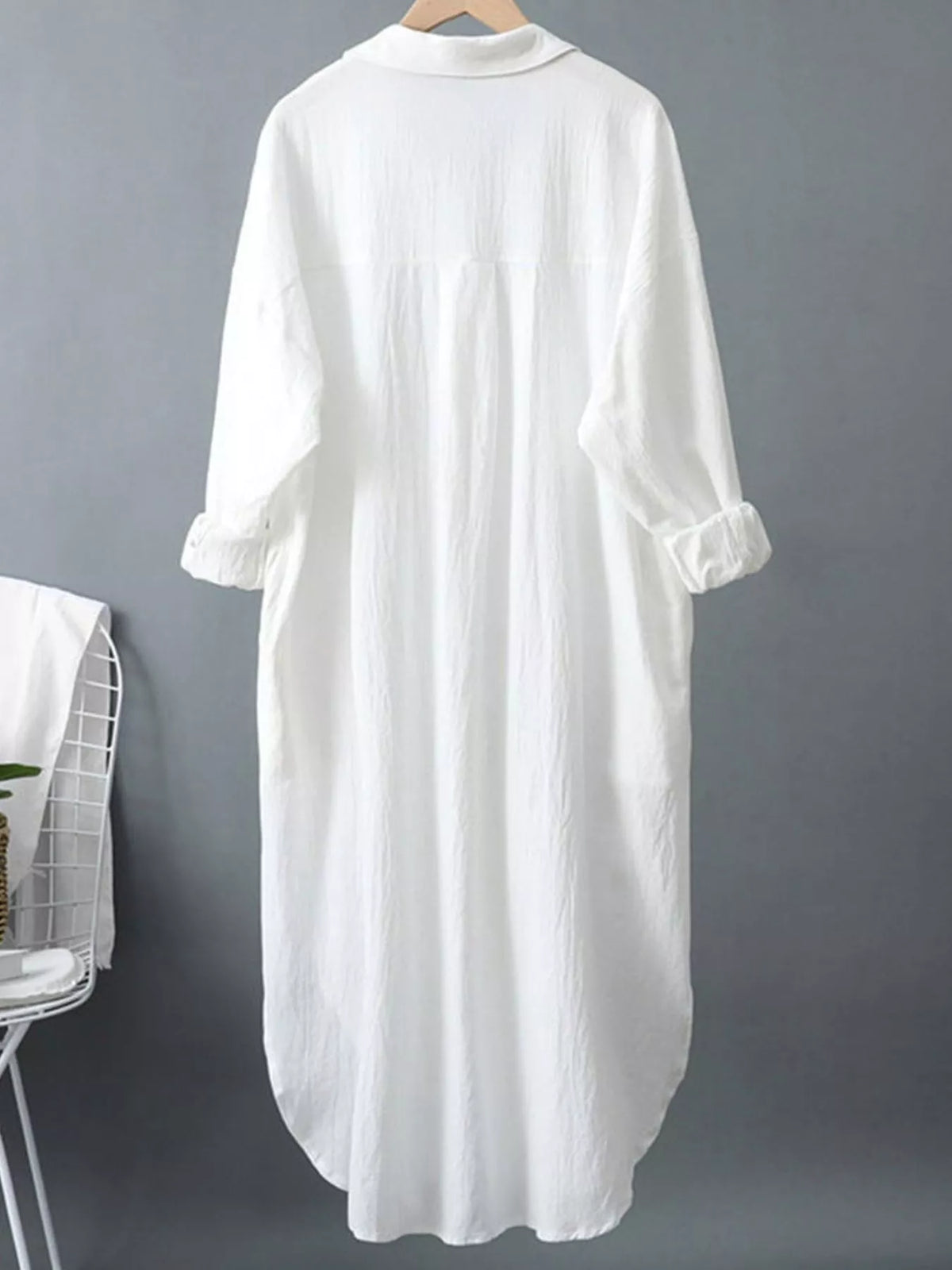 Collared long sleeve midi dress, product view