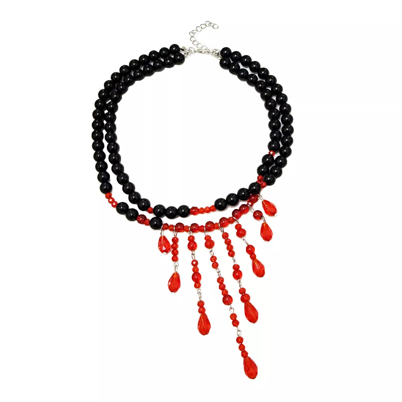 Trendsi Halloween Teardrop Beaded Double Layered Necklace -
