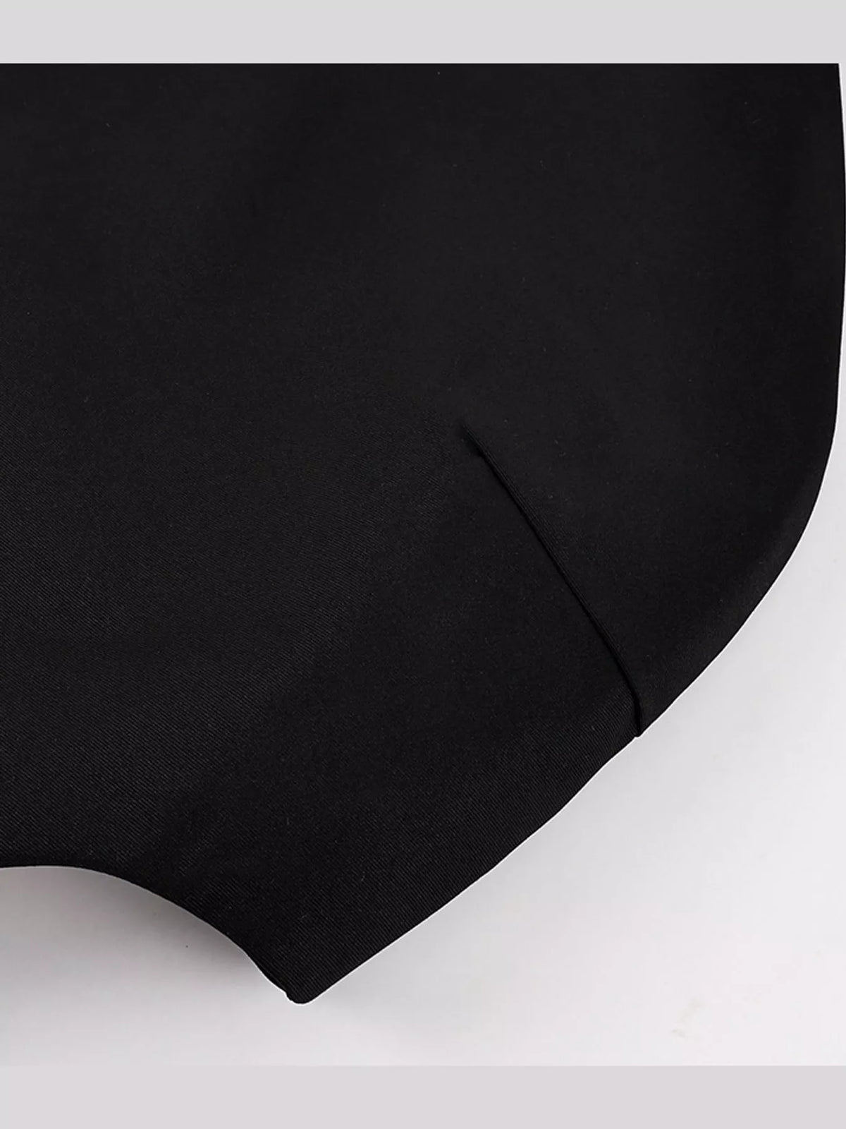 Black single button closure cropped cape