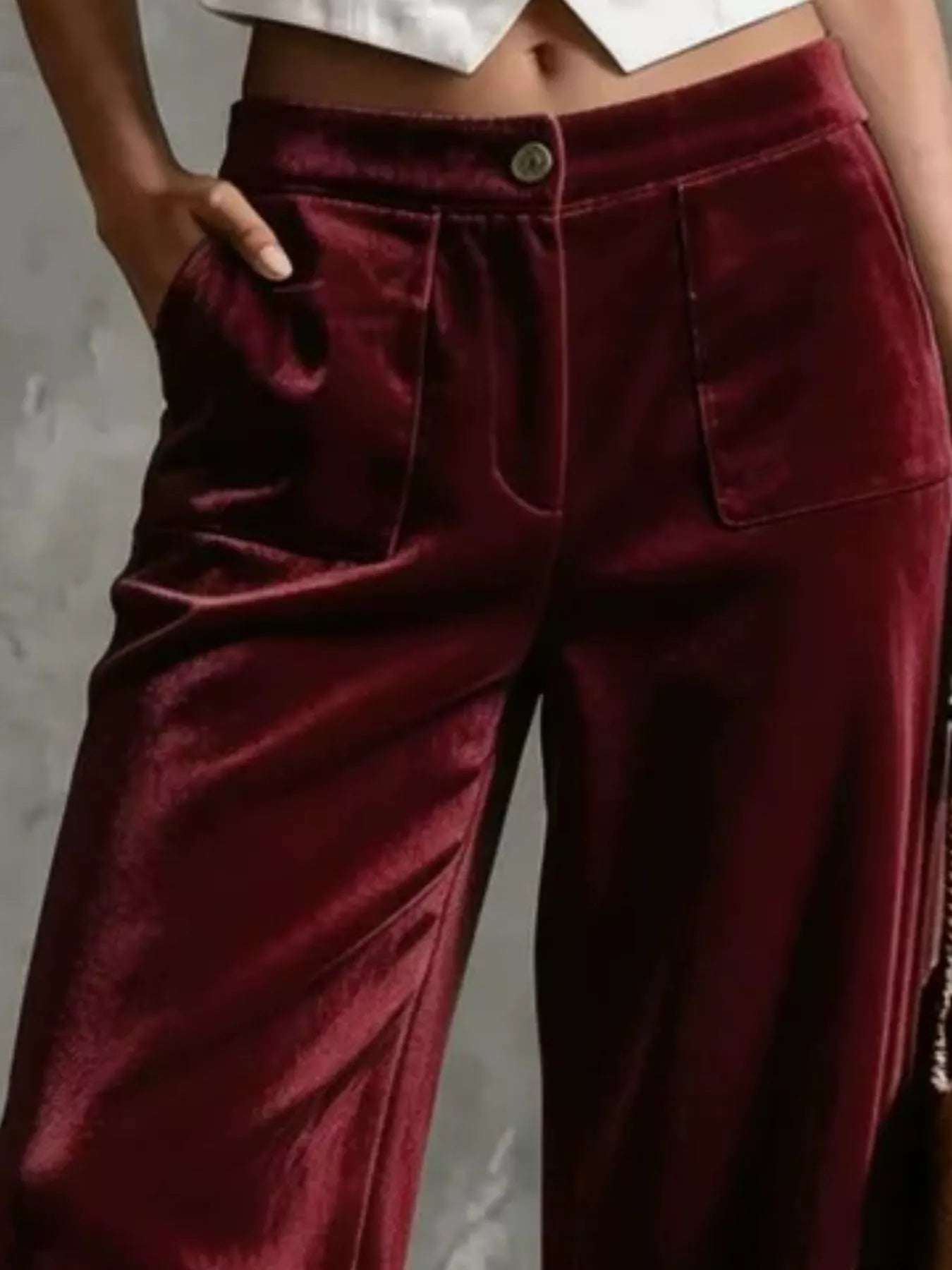 Trendsi Full Size Velvet Wide-Leg Pants Plus Size -