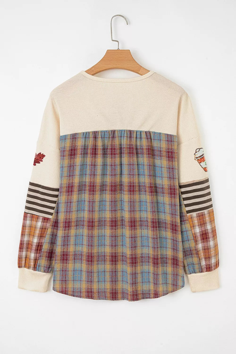 Trendsi Sequin Autumn Leaf & Coffee Cup Waffle Knit Top -