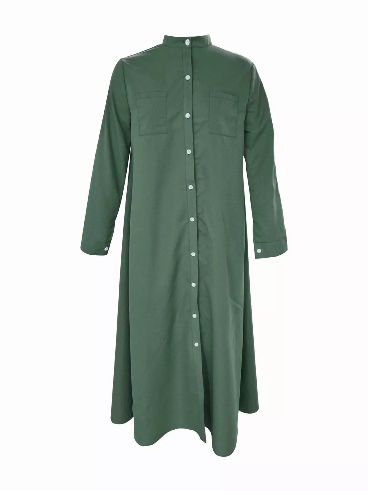 Mandarin neck long sleeve maxi dress, product view