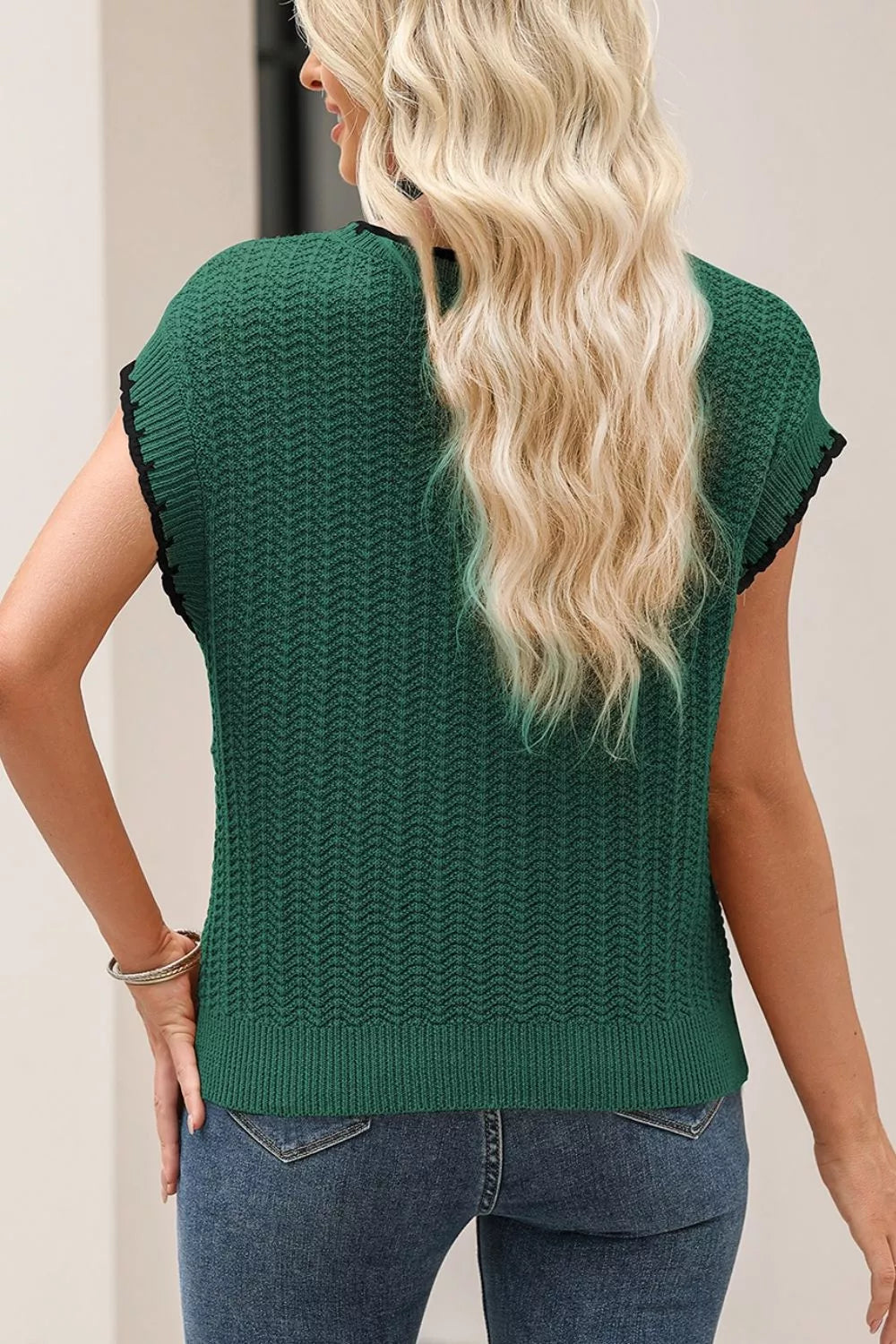 Trendsi Chic Textured Knit Sleeveless Sweater Vest -