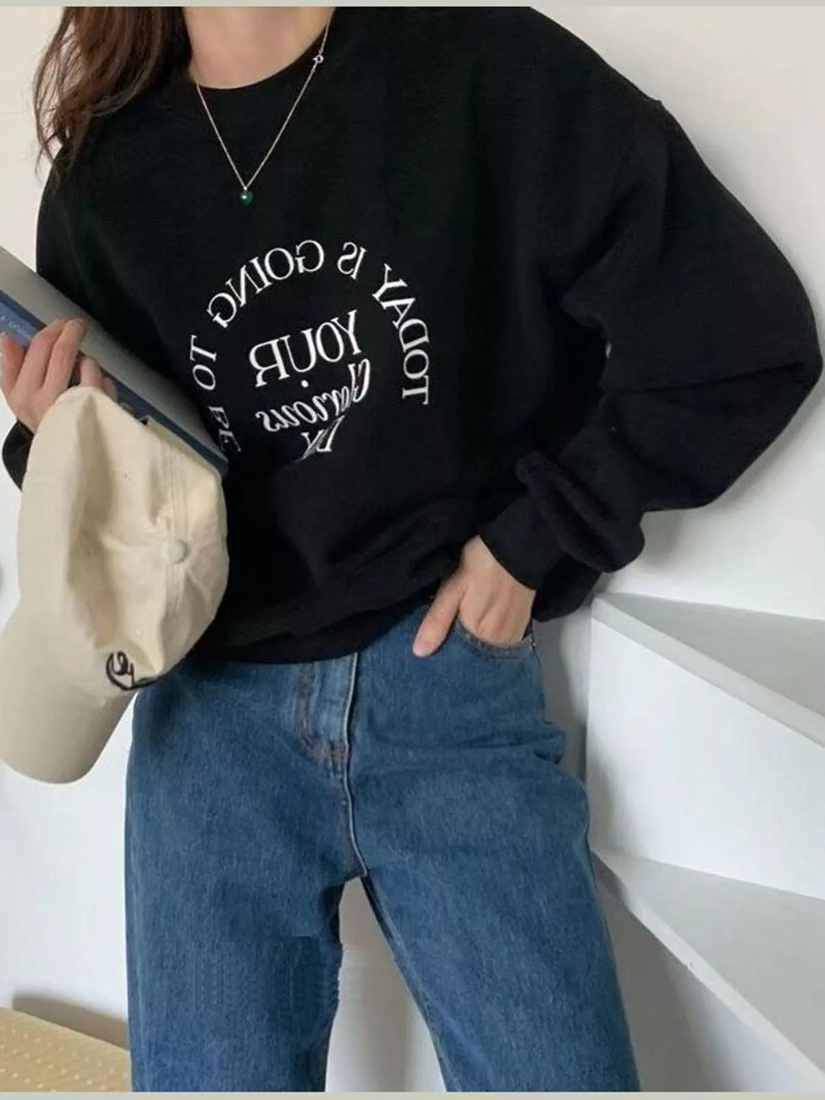 Oversized Graphic Crewneck Sweatshirt — front view
