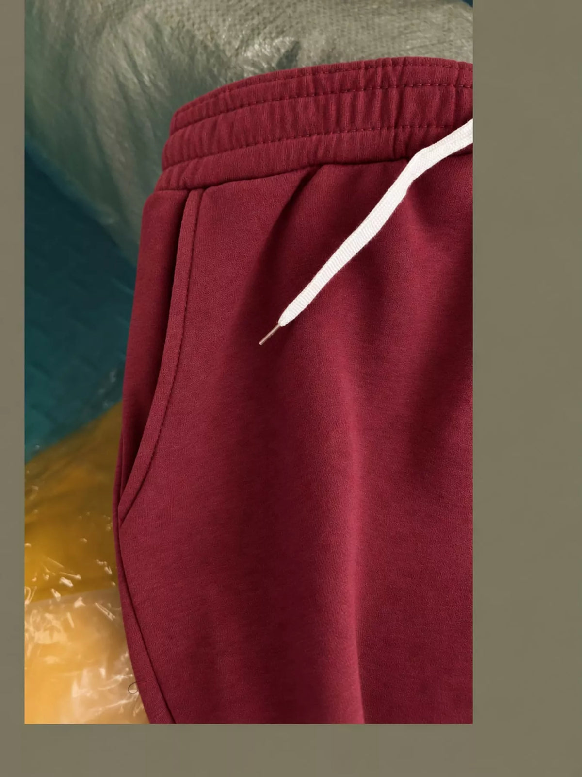 Wine Red wide-leg pants with drawstring